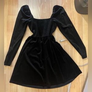 Gap black velvet mini dress